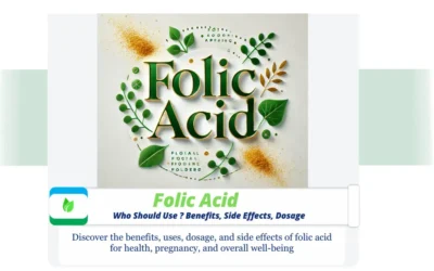 Folic Acid : Guides – Benefits, Side Effects & Who Need ? Folic Acid title with green typography, ginger powder accents, health-focused