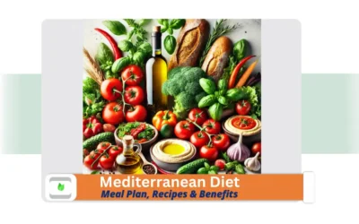 Mediterranean Diet :Meal Plan, Recipes & Benefits Fresh Mediterranean Diet ingredients on a white background olive oil, tomatoes, bread, and vegetables
